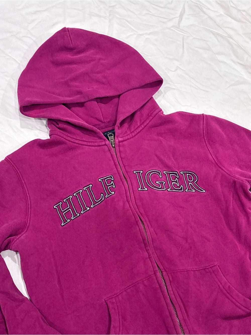 Vintage Tommy Hilfiger' Magenta Zip-Up Hoodie